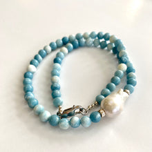 Carica l'immagine nel visualizzatore di Gallery, Larimar Like Quartz & Baroque Pearl Necklace