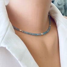 Load image into Gallery viewer, Blue Topaz & Pearl Choker Necklace, 14K GF