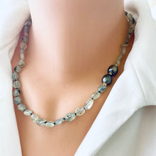 Load image into Gallery viewer, Prehnite & Tahitian Baroque Pearl Candy Necklace, 14K GF