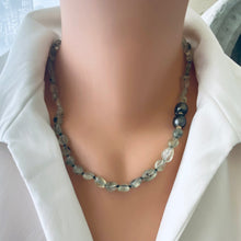 Load image into Gallery viewer, Prehnite & Tahitian Baroque Pearl Candy Necklace, 14K GF