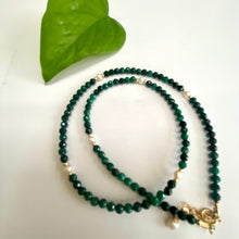 Load image into Gallery viewer, Malachite & Pearls Choker Necklace, 14K GF