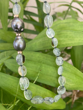 Load image into Gallery viewer, Prehnite & Tahitian Baroque Pearl Candy Necklace, 14K GF