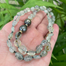 Load image into Gallery viewer, Prehnite & Tahitian Baroque Pearl Candy Necklace, 14K GF