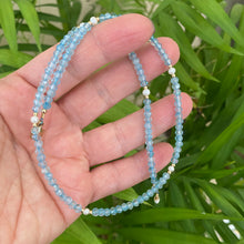 Load image into Gallery viewer, Blue Topaz & Pearl Choker Necklace, 14K GF