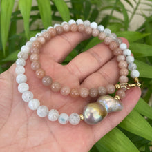 Carica l'immagine nel visualizzatore di Gallery, Sunstone, Moonstone & Lavender Baroque Pearl Necklace
