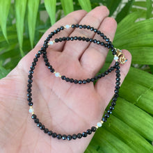 Load image into Gallery viewer, Black Spinel & Pearls Choker Necklace, 14K GF