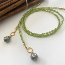 Load image into Gallery viewer, Peridot Toggle Necklace & Tahitian Baroque Pearl Pendant