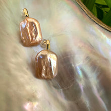 Load image into Gallery viewer, Oversize Golden Peach Rectangular shaped Pearl Drop Earrings