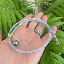 Load image into Gallery viewer, Aquamarine Toggle Necklace & Tahitian Baroque Pearl Pendant