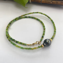 Load image into Gallery viewer, Green Chrysoprase Necklace & Tahitian Baroque Pearl, Gold