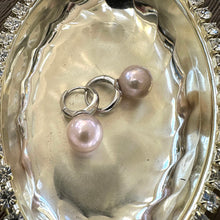 Load image into Gallery viewer, Light Pink Near Round Edison Pearl Hoop Earrings in Silver