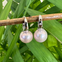 Load image into Gallery viewer, Light Pink Near Round Edison Pearl Hoop Earrings in Silver