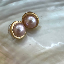 Load image into Gallery viewer, Pink Edison Mabe Pearl Stud Earrings with Cz, Gold