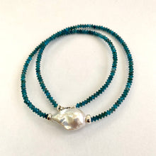 Load image into Gallery viewer, Dark Blue Apatite & White Baroque Pearl Necklace