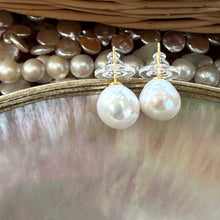 Load image into Gallery viewer, White Edison Pearl Stud Earrings in Gold