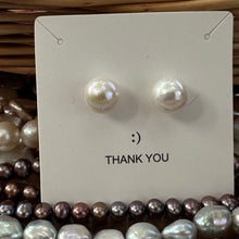 Load image into Gallery viewer, White Edison Pearl Stud Earrings in Gold