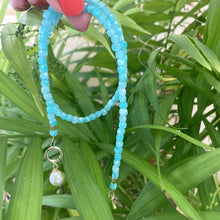 Load image into Gallery viewer, Blue Amazonite Toggle Necklace & Baroque Pearl Charm