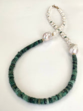 Load image into Gallery viewer, Asymmetric Emerald & Baroque Pearls Necklace, 14K GF