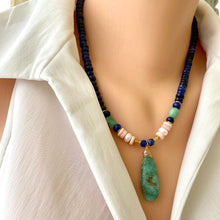Carica l'immagine nel visualizzatore di Gallery, Lapis Lazuli, Chrysoprase and Pink Opal Necklace