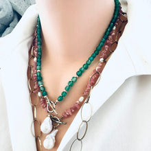Carica l'immagine nel visualizzatore di Gallery, Rhodochrosite & Pearls Artisan Toggle Clasp