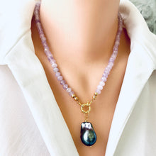 Load image into Gallery viewer, Lavender Amethyst Candy Necklace, Baroque Pearl Pendant
