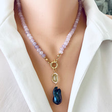 Load image into Gallery viewer, Lavender Amethyst Candy Necklace, Baroque Pearl Pendant