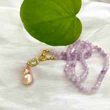 Load image into Gallery viewer, Lavender Amethyst Candy Necklace, Baroque Pearl Pendant