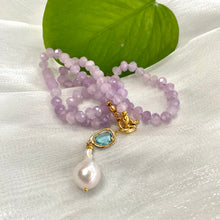 Load image into Gallery viewer, Lavender Amethyst Candy Necklace, Baroque Pearl Pendant
