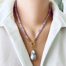 Load image into Gallery viewer, Lavender Amethyst Candy Necklace, Baroque Pearl Pendant