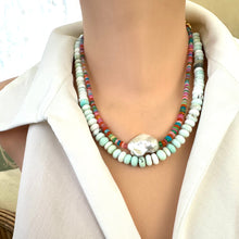 Load image into Gallery viewer, Multicolor Ethiopian Opal Necklace with Baroque Pearl