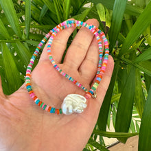 Load image into Gallery viewer, Multicolor Ethiopian Opal Necklace with Baroque Pearl