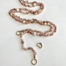 Load image into Gallery viewer, Baroque Pink Opal & Pearl Long Layered Necklace