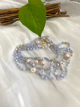 Load image into Gallery viewer, Blue Lace Agate & Pearl Necklace, 64" Long Necklace
