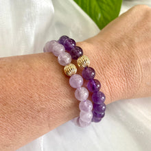 Carica l'immagine nel visualizzatore di Gallery, Lavender Amethyst Stretchy Bracelet in 6 or 8mm, 14K GF
