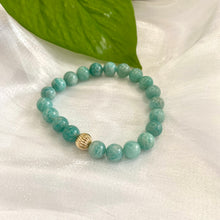 Carica l'immagine nel visualizzatore di Gallery, Green Amazonite Stretch Bracelet in 6 or 8mm, 14K GF