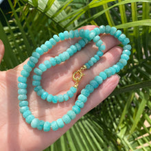 Load image into Gallery viewer, Hand Knotted & Graduated Amazonite Candy Necklace, Gold Vermeil Marine Closure, 18.5"inches