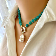 Carica l'immagine nel visualizzatore di Gallery, Blue Amazonite & White Baroque Pearl Necklace