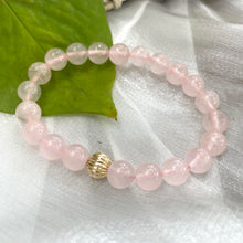 Carica l'immagine nel visualizzatore di Gallery, Rose Quartz Stretchy Bracelet in 6 or 8mm, 14K GF