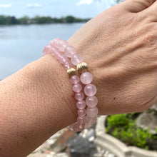 Carica l'immagine nel visualizzatore di Gallery, Rose Quartz Stretchy Bracelet in 6 or 8mm, 14K GF
