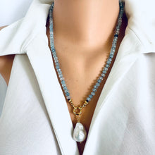 Load image into Gallery viewer, Aquamarine Candy Necklace, Baroque Pearl Pendant
