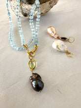 Load image into Gallery viewer, Aquamarine Candy Necklace, Baroque Pearl Pendant
