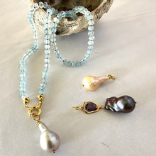 Load image into Gallery viewer, Aquamarine Candy Necklace, Baroque Pearl Pendant