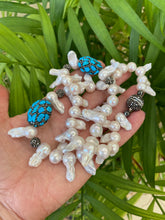Load image into Gallery viewer, Baroque Pearl Jellyfish Necklace, Rhinestone & Turquoise