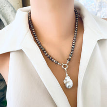 Load image into Gallery viewer, Bronze Pearls Necklace & White or Brown Removable Baroque Pearl Pendant