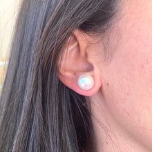 Load image into Gallery viewer, White Edison Pearl Stud Earrings in Gold