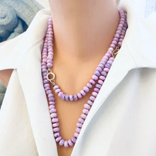 Load image into Gallery viewer, → Lavender opal necklace with pendant worn doubled on mannequin, handcrafted gemstone jewelry by Loulia Pearl Jewelry.