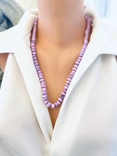 Load image into Gallery viewer, → Lavender opal necklace with pendant worn long single strand, elegant handmade design.