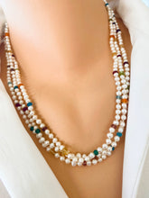 Carica l'immagine nel visualizzatore di Gallery, Rainbow Gemstones & Pearl Necklace