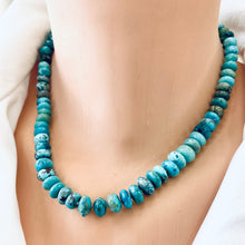 Load image into Gallery viewer, hand knotted turquoise rondelle beads necklace
