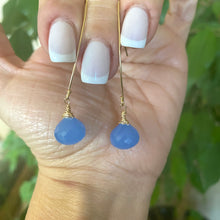 Load image into Gallery viewer, Blue Chalcedony Briolettes Threader Earrings